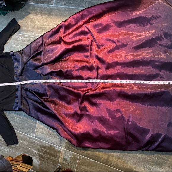 SLNY Black, Purple and Red ombré Pleated Tiered Gown - Picture 13 of 13